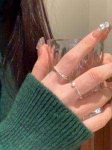 Normcore Pearl Ring for Women Special-Interest Design Open Simple Bracelet Ring for Women Fashion Stylish Couple Rings Simple Ring Tail Ring Ring