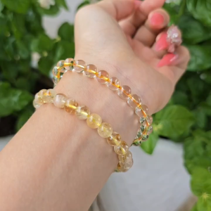 Q1939 Chuỗi 3v Thạch Anh Vàng Citrine nước đá trong vắt gần như ko có rạn nhỏ màu phớt vàng nhẹ cho mệnh Thổ và Kim - Phong Thuỷ TUDO