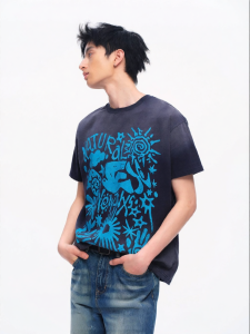 JNXS | Hand-painted Graffiti Print Short Sleeve T-shirt