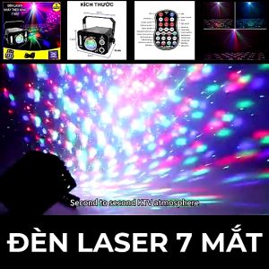 Đèn Chiếu Lazer 7 mắt dùng trong Bar club Vũ Trường... Đèn Cảm Biến Âm Thanh có Điều Khiên