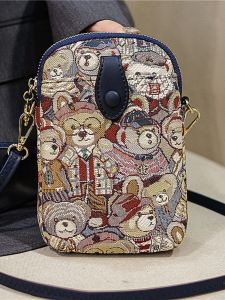 Elegant Embroidered Bear Mobile Phone Crossbody Bag Womens Single Shoulder Bag Vertical Design Summer New Arrival by North Bag