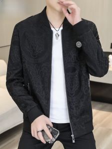 HENGYUANXIANG | Hengyuanxiang Spring Tiger Head Patterned Short Casual Baseball Collar Mens Jacket Fashionable Urban Style Polyester Fiber