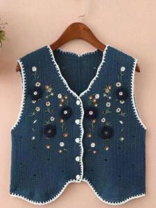 Retro Hollow out Knitted Vest Embroidered Short Womens Sweater Open Cardigan Summer New Arrival LLDHDH Brand