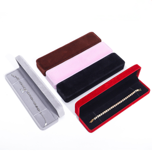 High-end Velvet Round-edge Jewelry Box Long Chain Ring Storage Packaging Box Jewelry Storage Box Jewelry Necklace Packaging Box