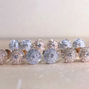 Huitan Luxury Stud Earrings for Women Full Cubic Zirconia Daily Wear Simple Versatile Accessories Teens Earrings Classic Jewelry