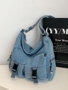 Casual Denim Crossbody Bag Large Capacity Commuter Bag Womens Single Shoulder Sling Bag Fashionable Trendy 2025 New Style