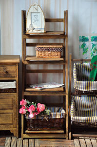 Foldable Solid Wood Plant Stand for Balcony Small Space Living Room Simple Vintage Style Multi Purpose Wooden Frame Structure