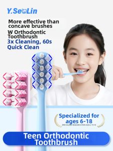 YIYANSENLIN | Orthodontic Toothbrush For Children and Teenagers with W-shaped Small Soft Head and Fluoride