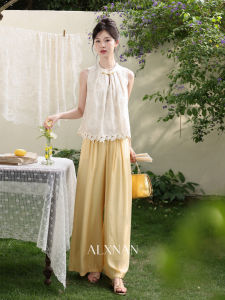 Quần Dài Ống Rộng Đỡ Bụng Màu Vàng