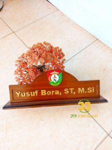Papan nama kayu jati meja kantor meja kerja majelis podium