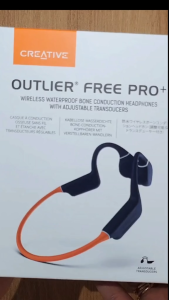 Creative Outlier Free Pro + Plus (EF1081) Wireless Waterproof Bone Conduction Headphones with Adjustable Transducers with Bluetooth 5.3 IPX5 Sweat and Water Splash Resistance Multipoint Connectivity Up to 10 Hours of Battery Life Built-in Mic EF1081-OR