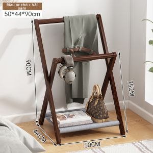 YUHONG | Giá Đựng Quần Áo Gỗ Hai Thanh Có Thể Gập