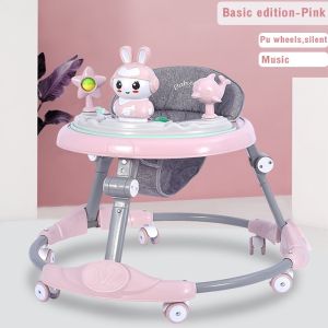Beige Baby walker with Handle and Foot Pad Foldable with Music Adjustable As dinner table Baby Gear Baby Walkers