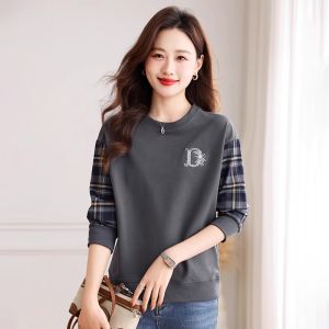 WANGGONGZHU | Casual Patchwork Sweatshirt Women Spring Autumn New Loose Short Base Layer Top Design Sensation Niche Princess Style Long Sleeve