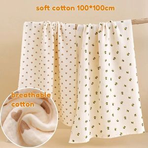 100*100cm Baby Swaddle Blanket Breathable Cotton Newborn Wrap Soft Blanket Comforter for Baby Bedding