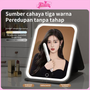 CHARM Riasan Cermin LED Dengan Sakelar Sentuh 3 Lampu Sentuh Lampu Portabel yang Dapat Diisi Ulang Cermin Rias LED Desktop Lipat Cermin Portabel Cermin Perjalanan Kesombongan Melihat Kaca Cahaya Isi Cahaya