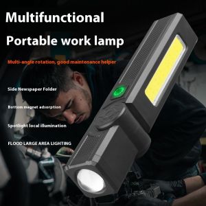 Multifunctional USB Rechargeable Flashlight with Magnet Powerful COB LED Work Light Waterproof Torch for Emergency And Outdoor U
