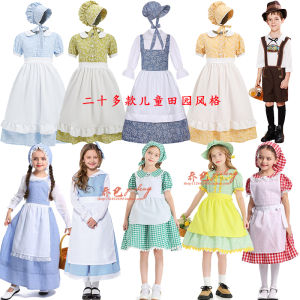 Country Style Maid Costume Halloween Poor People Play Clothes Nursery Childrens Day Stage Performance Outfit Party Magic Supplies