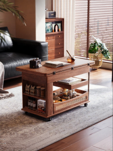 Folding Moveable Mahjong Table Tea Table Solid Wood