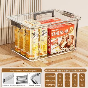 MEIZHUFU | Handheld Transparent Plastic Storage Box