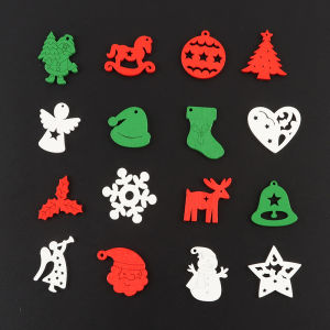 (50 Pcs/pack) Christmas Hollow Wooden Decoration Theme Pendant Set Party Scene Decoration Handmade DIY Home Decor