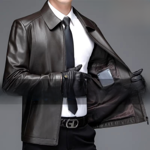 Genuine Goods Haining Middle-Aged and Elderly Genuine Leather Clothes Mens First Layer Leather Sheep Leather Jacket Middle-Aged Peoples Coat Daddys Outfit plus Size