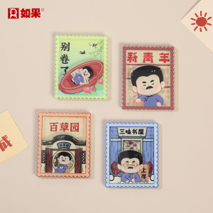 Magnezie Acrylic Literary Figure Sticker Creative Cultural Tourism Souvenir Refrigerator Magnet Lu Xun Themed Decorative Gift