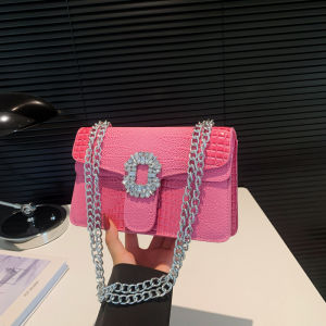 Mini Crossbody Lipstick Bag Womens Fashion Urban Simple Style Diamond Grid Chain Box Bag Small Square Bag Nylon Material Daily Use