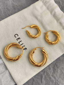 CELIIF | Elegant Circle and Twisted Metal Earrings