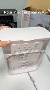 Portable Air Cooler Fan 3 in 1 Mini Fan Humidifier with 7 Colors LED Light Air Conditioner Cooler Water Cooling