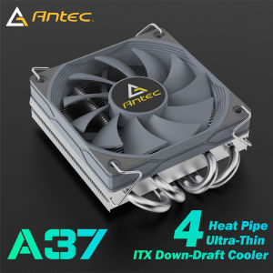 Antec A37 37mm ITX Low Profile CPU Cooler 92mm PWM fan 130W-TDP For Intel/AMD 12.8W/m.K PasteI5-12400F/Ryzen-7500F Compatible