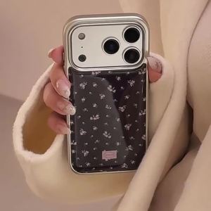 เคสโทรศัพท์ลายดอกไม้สีดำเรียบง่าย สำหรับ iPhone 17 AIR 16 Pro Max 15 14 13 12 11 Pro Max กันกระแทก สำหรับ Samsung Galaxy S25 S24 Ultra S23 Ultra Plus
