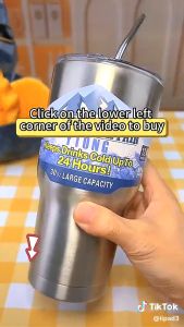 Summer Double-layer Insulation and Cold Ice Cup 304 Stainless Steel Large Capacity Mug with INS Straw