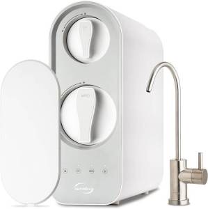 iSpring RO600BN Tankless Reverse Osmosis System Under Sink 600 GPD Fast Flow RO System 2.5:1 Pure to Drain Ratio RO Water Filter System Brushed Nickel Faucet