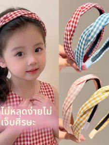 Dây Đai Đầu Không Trượt Thoải Mái Hình Ô Caro Cho Bé Gái