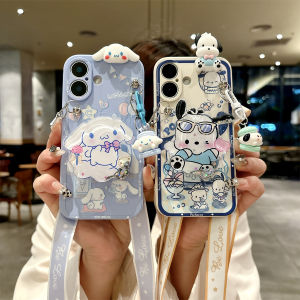 เคสโทรศัพท์มือถือ OPPA58 A59 A57 A72 A53 A73 แบบครอบเต็ม สายรัด ลายสุนัขกลิ้ง ป้องกันการตกหล่น 5G สำหรับผู้หญิงและเพื่อนรัก