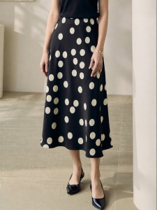 Roey s house | Elegant Floral Print Satin A-Line Half Skirt