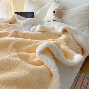Thickened Class a Rabbit Fur Blanket Warm Sofa Cover Coral Fleece Blanket for Nap in Office Universal Modern Simple Style Pure Color