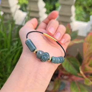 Q2631 Vòng lu thống trúc trơn ngũ điếu tỳ hưu Lam Ngọc ko kén mệnh - Phong Thủy TUDO