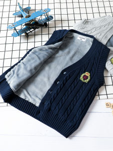 Childrens Vest Autumn and Winter Childrens Clothing Boys Vest Fleece Lined Padded Warm Keeping Waistcoat Knitted Cardigan Sweater Coat Fashion