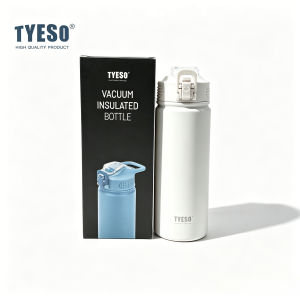 TYESO | Tyeso 600/750ml Thermal Flask with Lid Water Bottle Insulated Stainless Steel Vacuum Reusable Travel Mug for Hot Cold Beverages