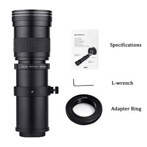 420-800mm F/8.3 Manual Zoom Super Telephoto Lens + T-Mount (Full Frame) for Canon E F/Rf Camera