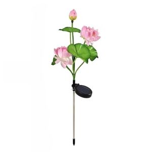 Solar LED Three Head Lotus Lantern Courtyard Lawn Terrace Park Square Landscape Decoration Outdoor Garden Floor Plug in Light
