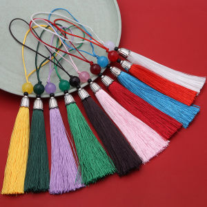 10Pcs Tassels Silky Handmade Soft Tassels Jade Bead Tassels DIY Craft Jewelry Car Key Chain Decor Pendants Smooth Fringe Trim