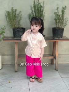 Bà ba gấm 2 mầu Hồng- Vàng cho bé|| Đồ bà ba bé gái