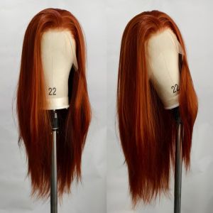 Auburn Brown Lace Front Wig Dark Ginger Copper Red Synthetic Lace Front Wig Pre Plucked Wear and Go Glueless Wigs for Women