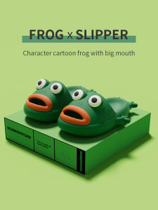 Summer Cartoon Frog Slippers Womens Indoor Home Use Outdoor Wearable Bathroom Slippers Comfortable Home Cotton Thongs