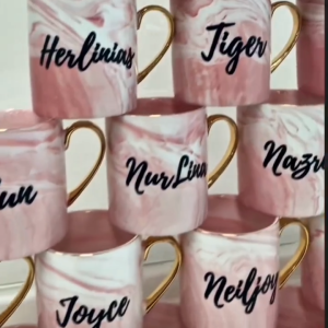 Personalised Marble Mug with Lid & Spoon | Customised Birthday gifts Coffee Cup gift