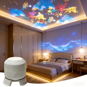 LED Starry Ocean Projector Light 360° Rotating Dynamic Projection Night Light USB Plug-in Ambient Lamp Decorative Lighting