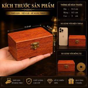 Hộp gỗ đựng nhẫn - kích thước 11.5 cm x 8.5 cm x 5 cm - chất lượng cao cấp - gõ tự nhiên 100% - quà tặng ý nghĩa